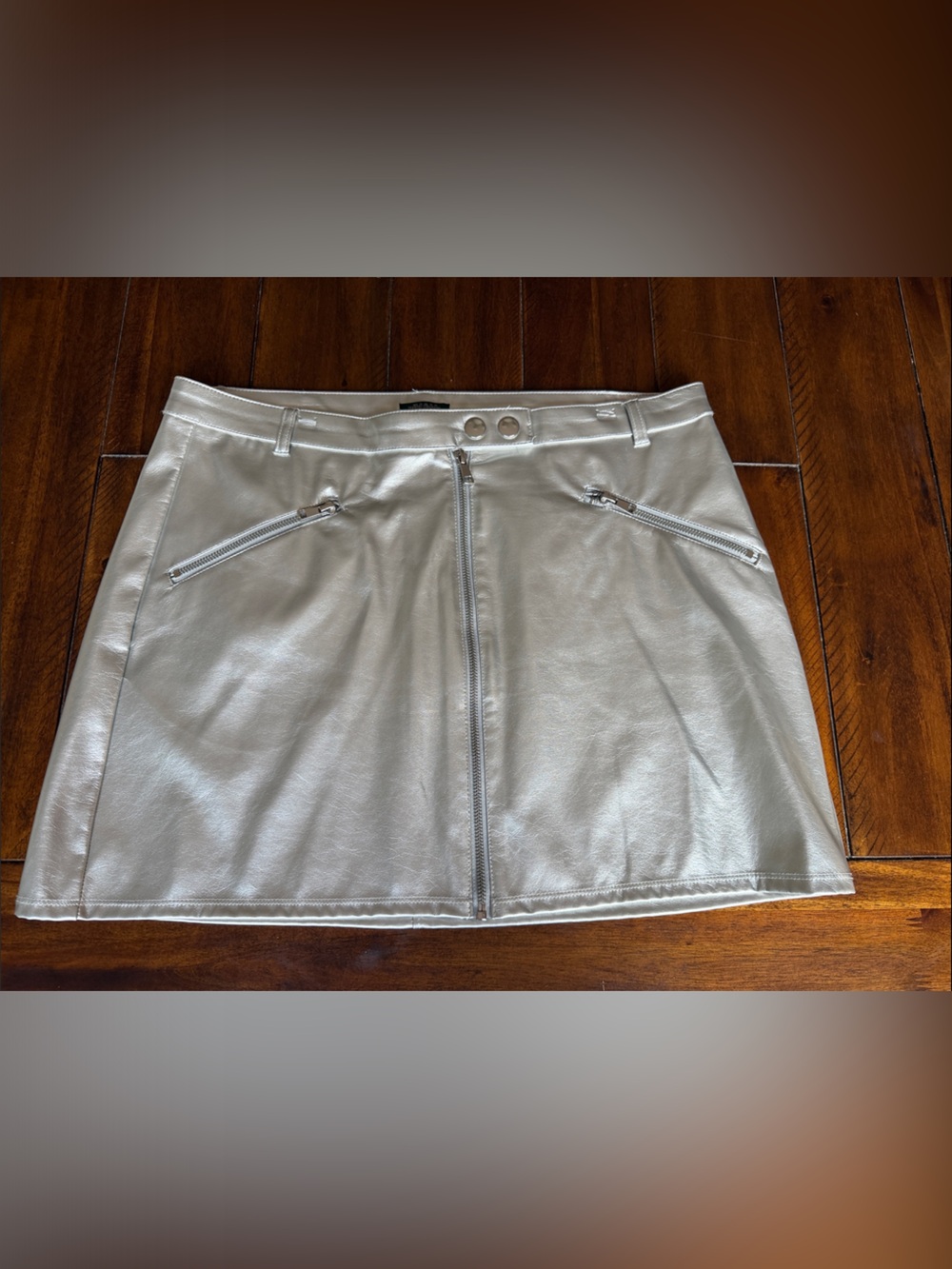 Wild Fable Metallic Silver Moto Skirt